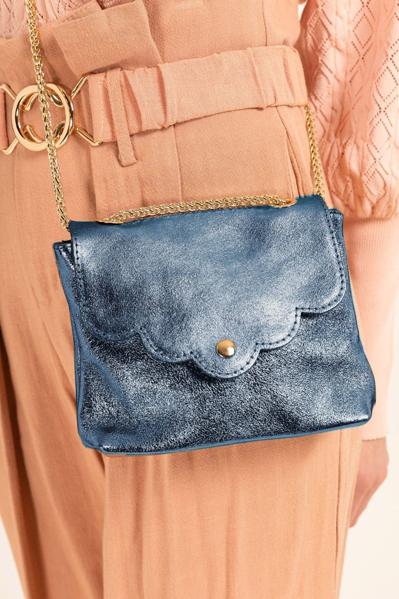 Sac Pochette MINI PIA METAL - Bleu métal